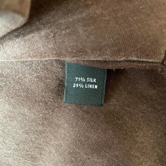 Vintage Josephine Chaus Brown Silk Linen Blouse Button Up Womens Size Medium - Picture 5 of 6